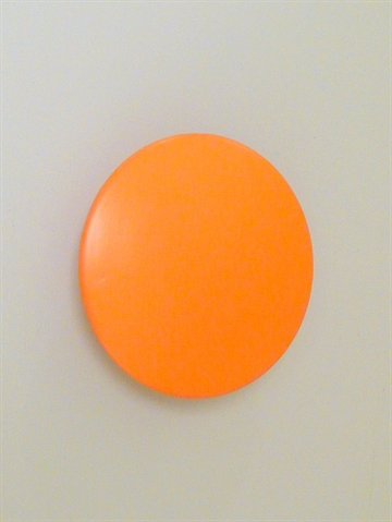 Orange knop knage m. hals ( til b�jle ) og skrue, massiv polystone, stor - EGNET TIL V�G.