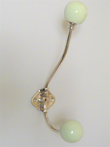 Fransk forkromet metalknage m. lysegr�nne porcel�nsknopper.
