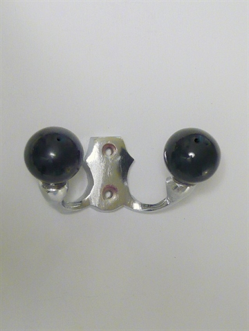 Dobbeltknage, forkromet metal m. sorte porcel�nsknopper.