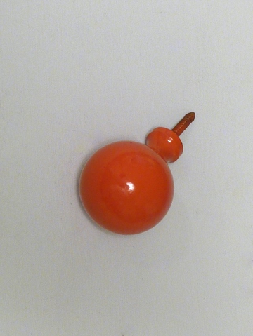 Kugle knopknage m. hals ( til b�jle ), orange lakeret metal, mellemstr. - EGNET TIL V�G.