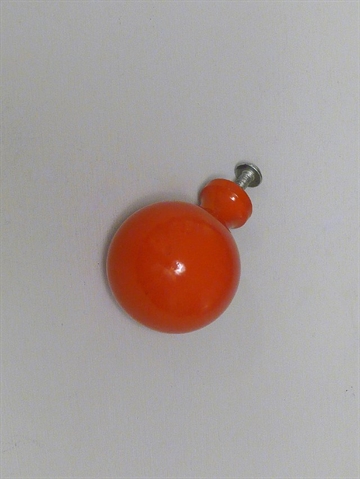 Kugle knop m. hals, orange lakeret metal, mellemstr.