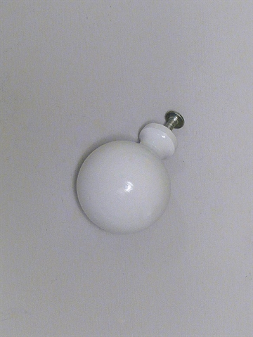 Kugle knop m. hals, hvid lakeret metal, mellemstr.