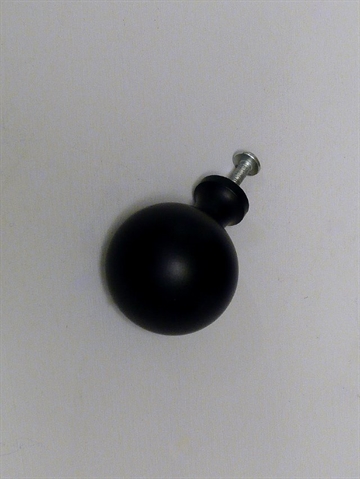 Kugle knop m. hals, silkemat sort lakeret metal, mellemstr.