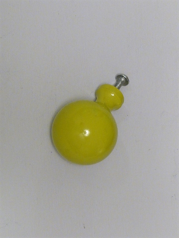 Kugle knop m. hals, limegr�n lakeret metal, mellemstr.