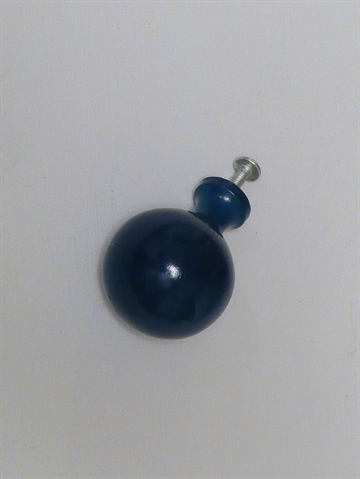 Kugle knop m. hals, petroliumsbl� lakeret metal, mellemstr.