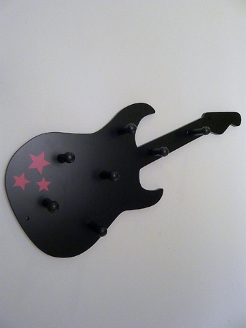 Guitar knager�kke m. 7 knopknager i silkemat sortlakeret tr�.