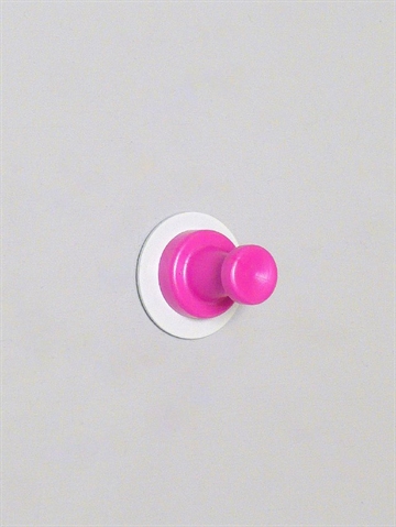 St�rk magnet knage m. selvkl�bende hvidlak. metalplade, pink.