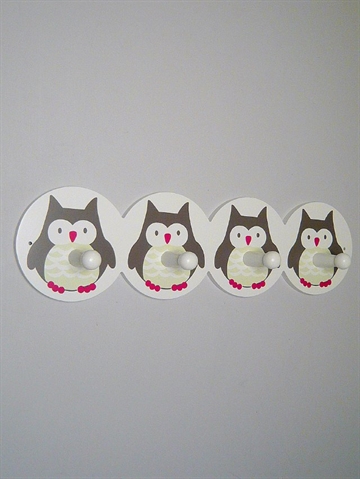 Ugle - b�rneknager�kke m. 4 knopper, h�ndmalet tr�.