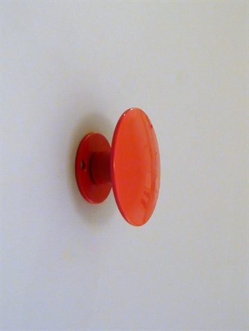 Uno hook, hv�lvet knop knage m. hals til b�jler, oranger�d lakeret metal, lille - ( inkl. skruer og plugs ).