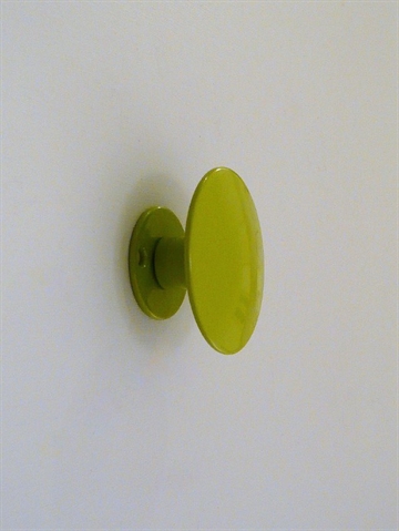 Uno hook, hv�lvet knop knage m. hals til b�jler, olivengr�n lakeret metal, lille - ( inkl. skruer og plugs ).