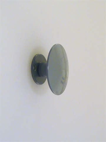 Uno hook, hv�lvet knop knage m. hals til b�jler, gr� lakeret metal, lille - ( inkl. skruer og plugs ).
