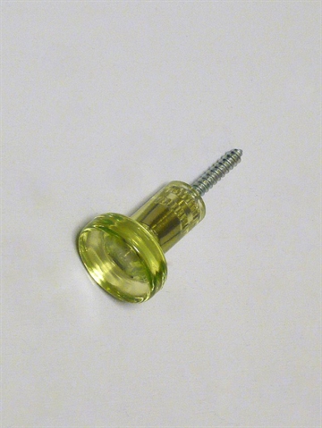 Limegr�n plexiglas knop knage m. hals ( til b�jler ) og fast skrue, lille - EGNET TIL V�G.