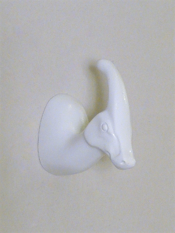 Dinosaurus Miss. Big Tuft knage, design Jorine Oosterhoff, hvidlak. polystone og metal m. indst�bt skrue ( incl. plug ).