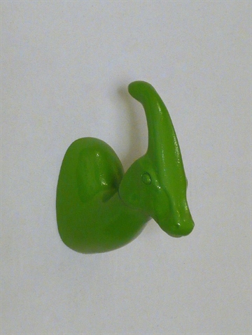 Dinosaurus Miss. Big Tuft knage, design Jorine Oosterhoff, gr�nlak. polystone og metal m. indst�bt skrue ( incl. plug ).