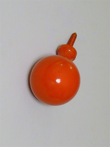 Kugle knopknage m. hals ( til b�jle ), orange lakeret metal, stor. - EGNET TIL V�G.