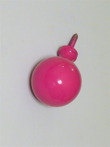 Kugle knopknage m. hals ( til b�jle ), pink lakeret metal, stor. - EGNET TIL V�G.