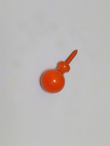 Kugle knopknage m. hals ( til b�jle ), orange lakeret metal, lille. - EGNET TIL V�G.