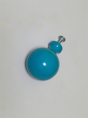 Kugle knop m. hals, bl� lakeret metal, mellemstr.