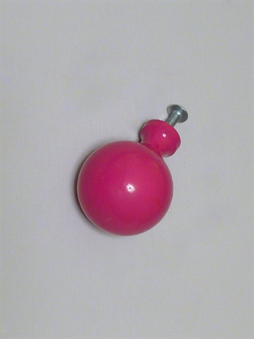Kugle knop m. hals, pink lakeret metal, mellemstr.