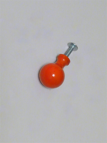 Kugle knop m. hals, orange lakeret metal, lille.
