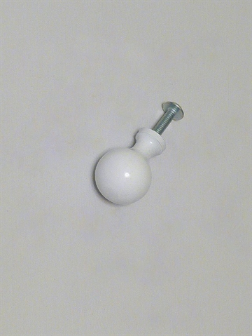Kugle knop m. hals, hvid lakeret metal, lille.