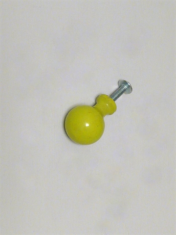 Kugle knop m. hals, limegr�n lakeret metal, lille.