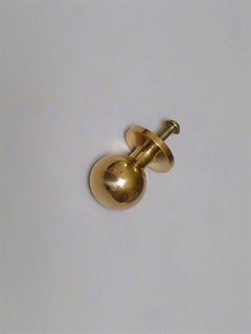 Knop m. hals ( til b�jle ) og rund plade, massiv messing, lille.