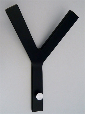 Y knage m. b�rstet alu.knop, design Tom Stepp, silkemat sortlak. formsp�ndt finer, stor.