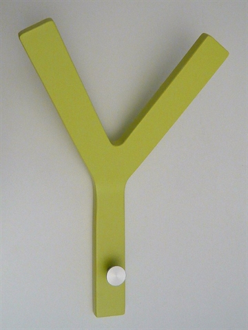 Y knage m. b�rstet alu.knop, design Tom Stepp, silkemat limegr�nlak. formsp�ndt finer, stor.