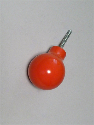 Kugle knopknage m. hals ( til b�jle ), orange lakeret tr�, mellemstr. - EGNET TIL V�G.