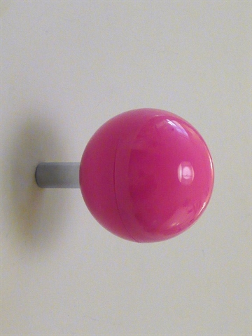Pink kugle plastikknage m. forkromet st�lhals ( til b�jle ) og skrue - EGNET TIL V�G.
