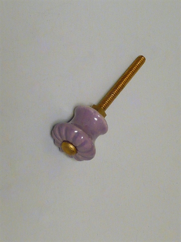 Lilla porcel�nsknop m. riller og forgyldt knop, mini.