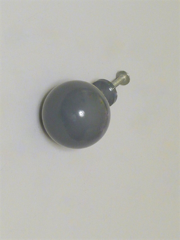 Kugle knop m. hals, gr� lakeret metal, mellemstr.