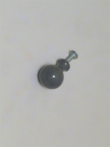 Kugle knop m. hals, gr� lakeret metal, lille.