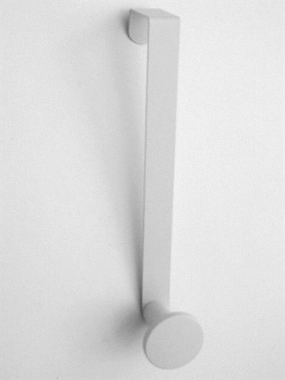 Hænge over dør - knage, silkemat hvidlak. stål m. hvid plastikknop.